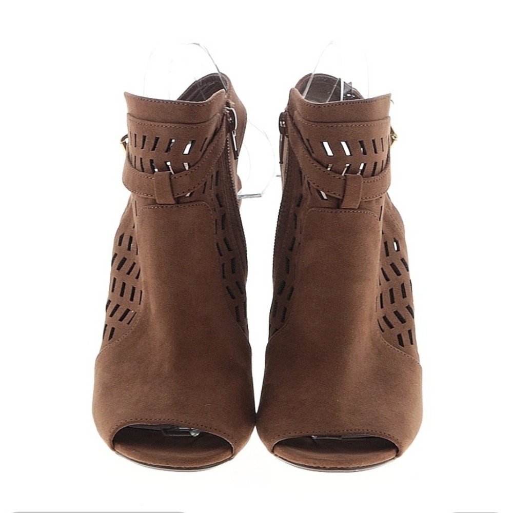 BCB Generation Camel Peeptoe Ankle Booties